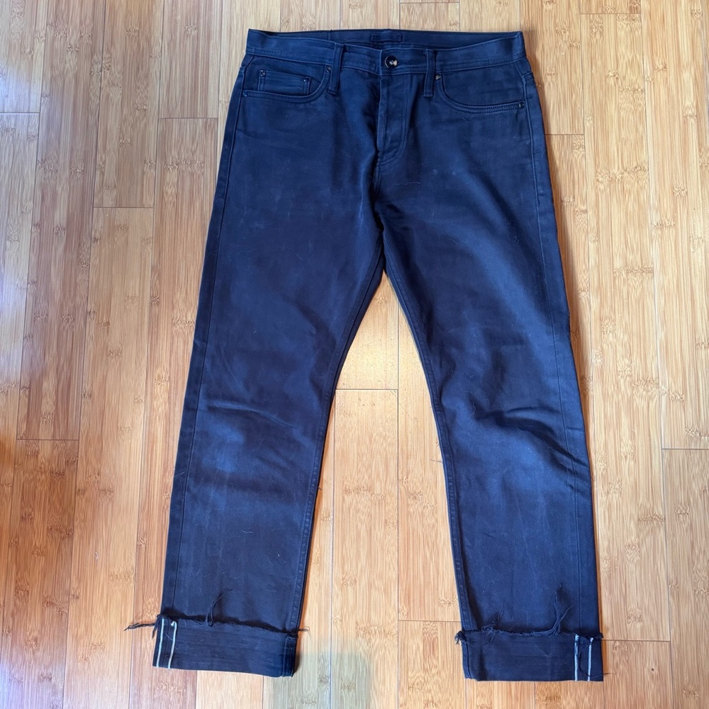 Unbranded Brand UB255 Tapered Fit 12.5oz Black Selvedge Chino Pant Jean Size 33